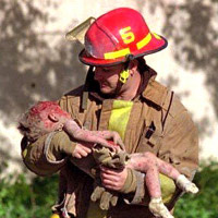 famous photo fireman and baby